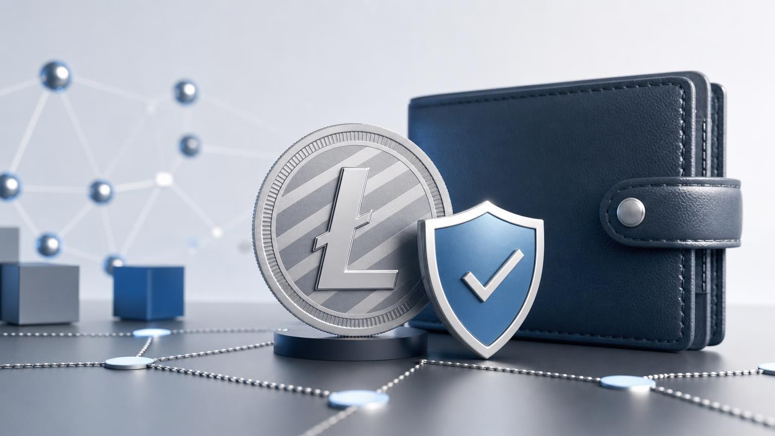 A Litecoin exchange safety checklist showing how to compare the network, destination address, amount, and transaction details before sending LTC